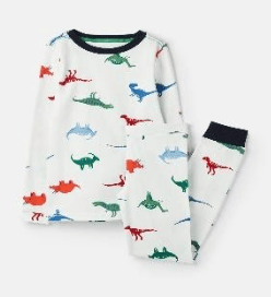 205681-WHITEDINO White pajama with dinosaur print  96% cotton 4% elastane 1 through 12